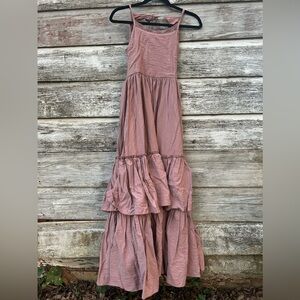 Joyfolie Dusty Pink Tiered Maxi Dress